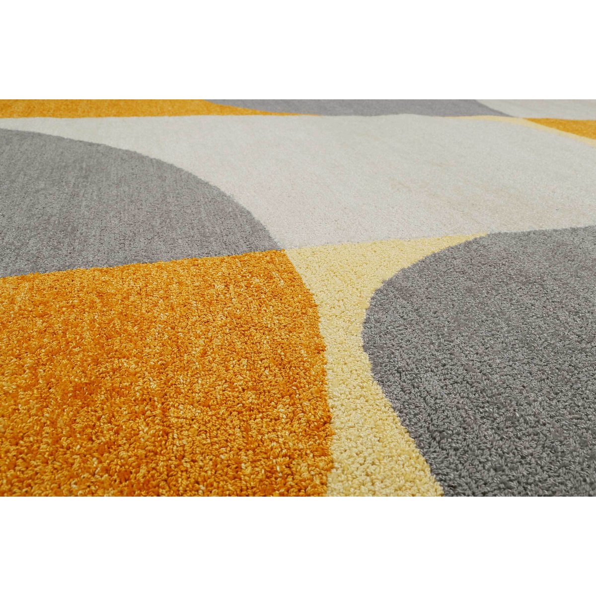 Tapis fait main motif inspiration 70's , Backup jaune, ESPRIT