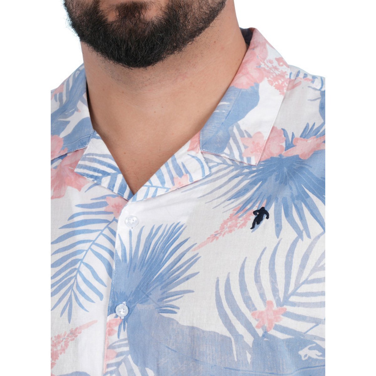 Chemise en coton biologique ciel tropicale pourvue d'un col cubain bleu clair, RUCKFIELD