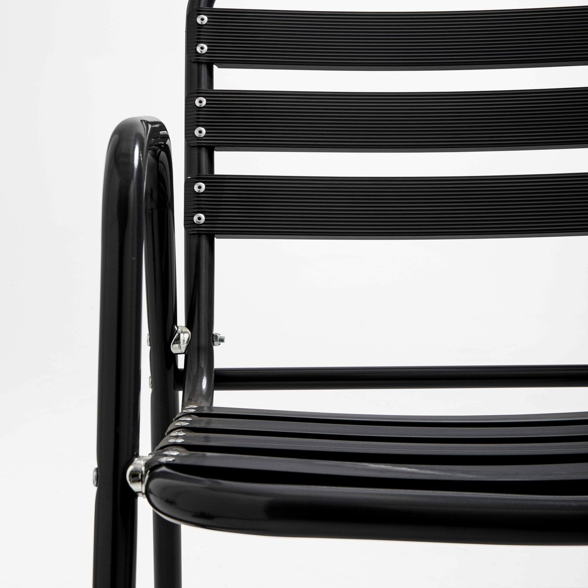 Lot de 4 chaises de jardin avec accoudoirs en aluminium, NOTTING HILL noir, OVIALA