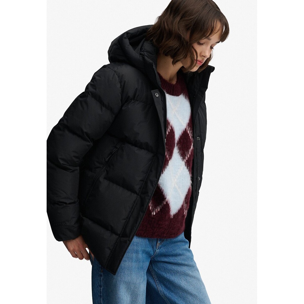 Doudoune Sport à Capuche noir, SUPERDRY