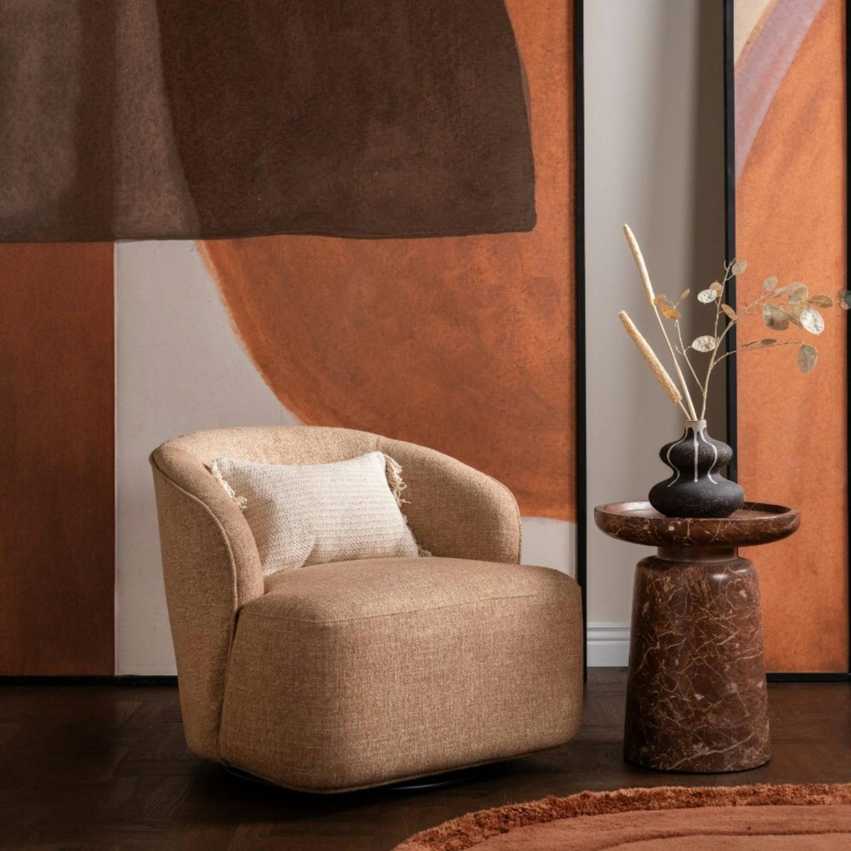 Fauteuil pivotant beige BRADFORD taupe, PIER IMPORT