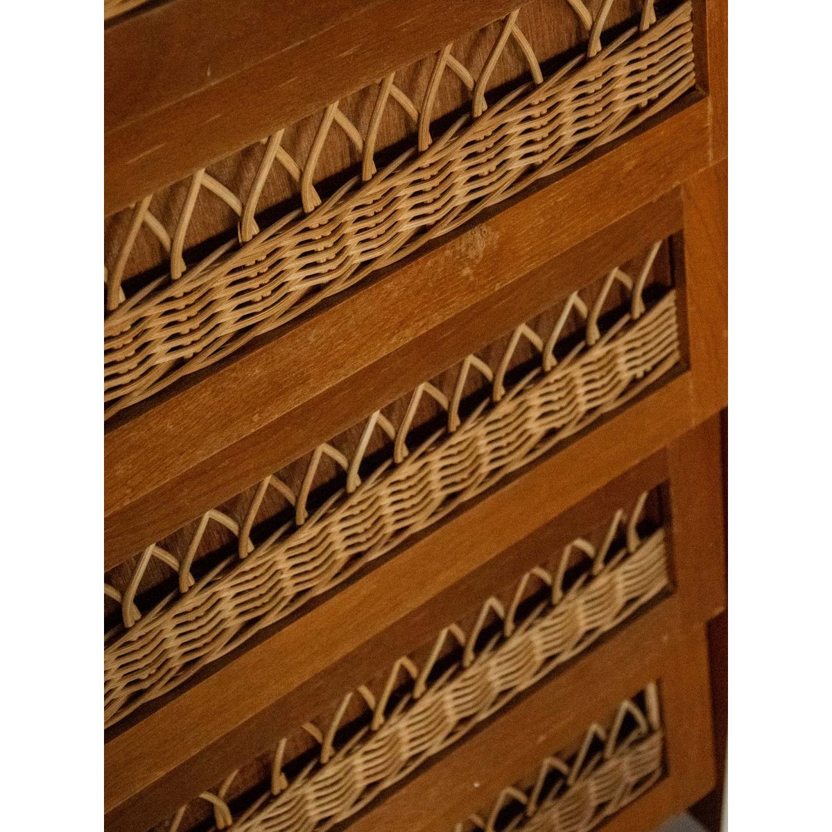 Armoire en bois et osier Blandine N°392 - Bon état blanc, DEBONGOUT