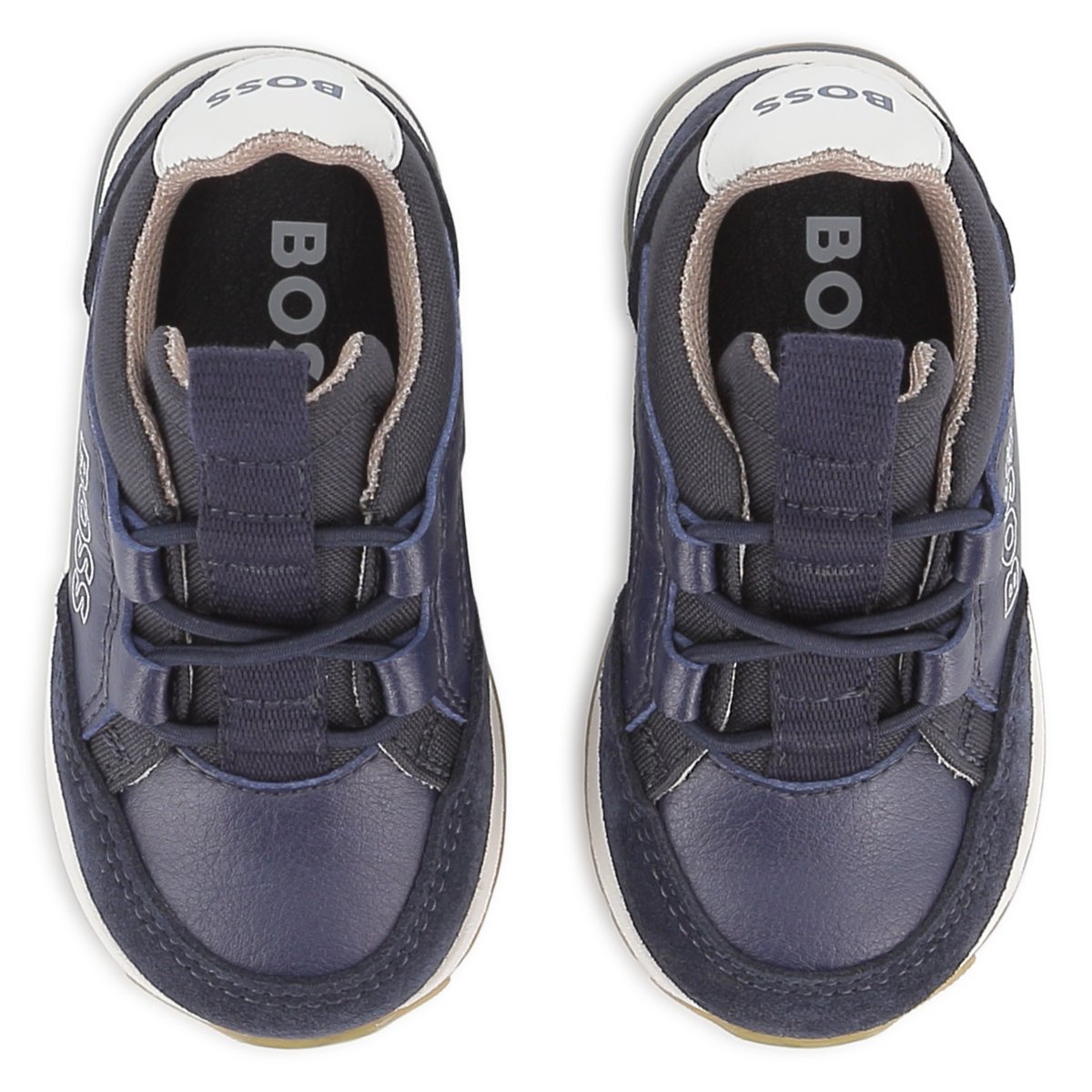 Sneakers in materiali misti bleu cargo, BOSS KIDSWEAR