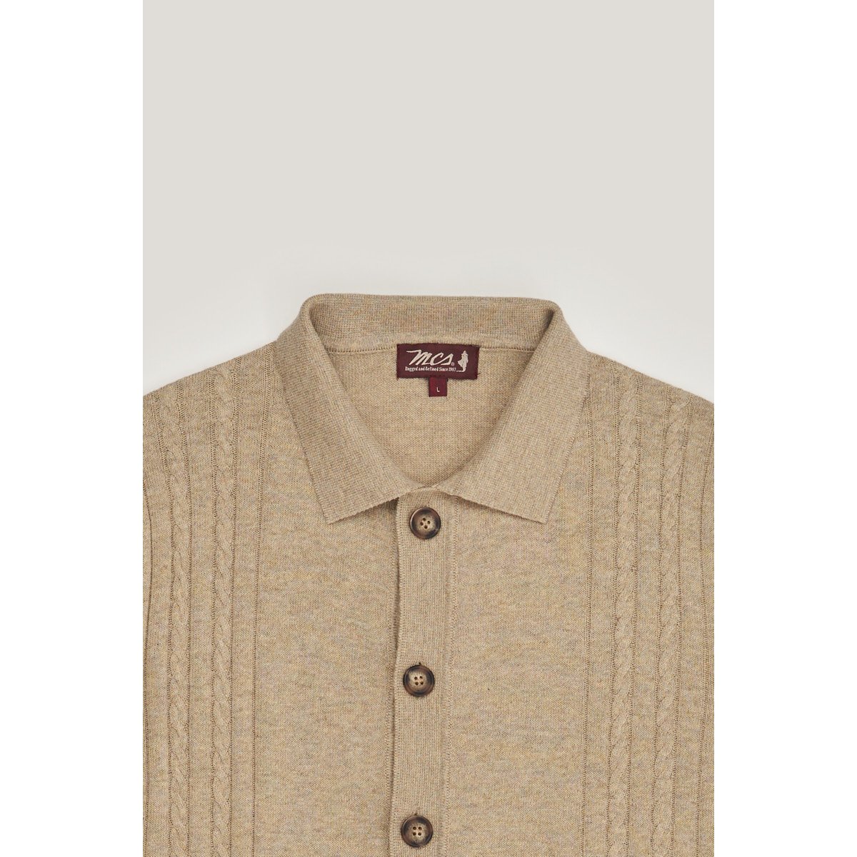 Chemise en maille torsades beige, MCS