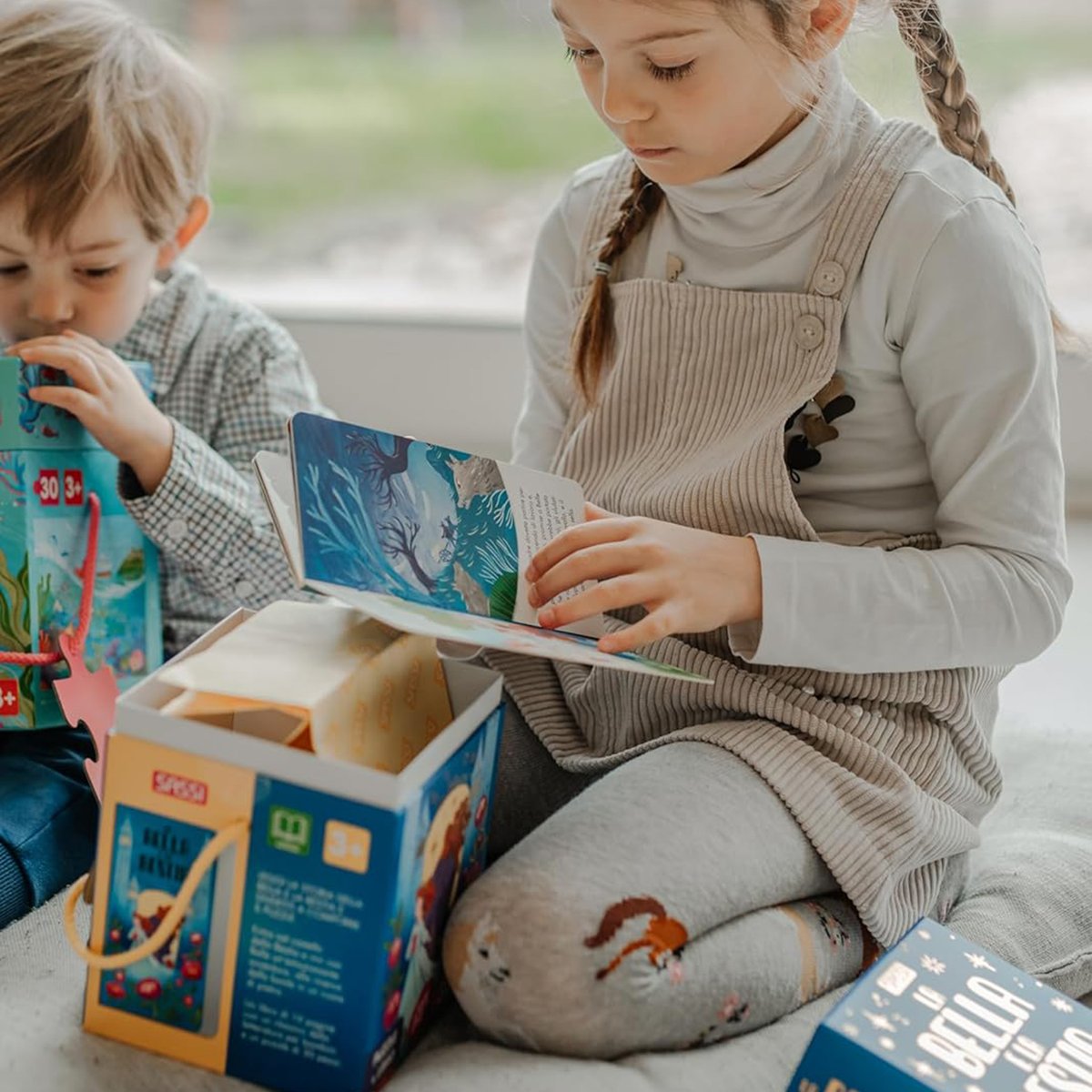 Puzzle et livre enfant La Belle et la Bête 30 pièces bleu, SASSI