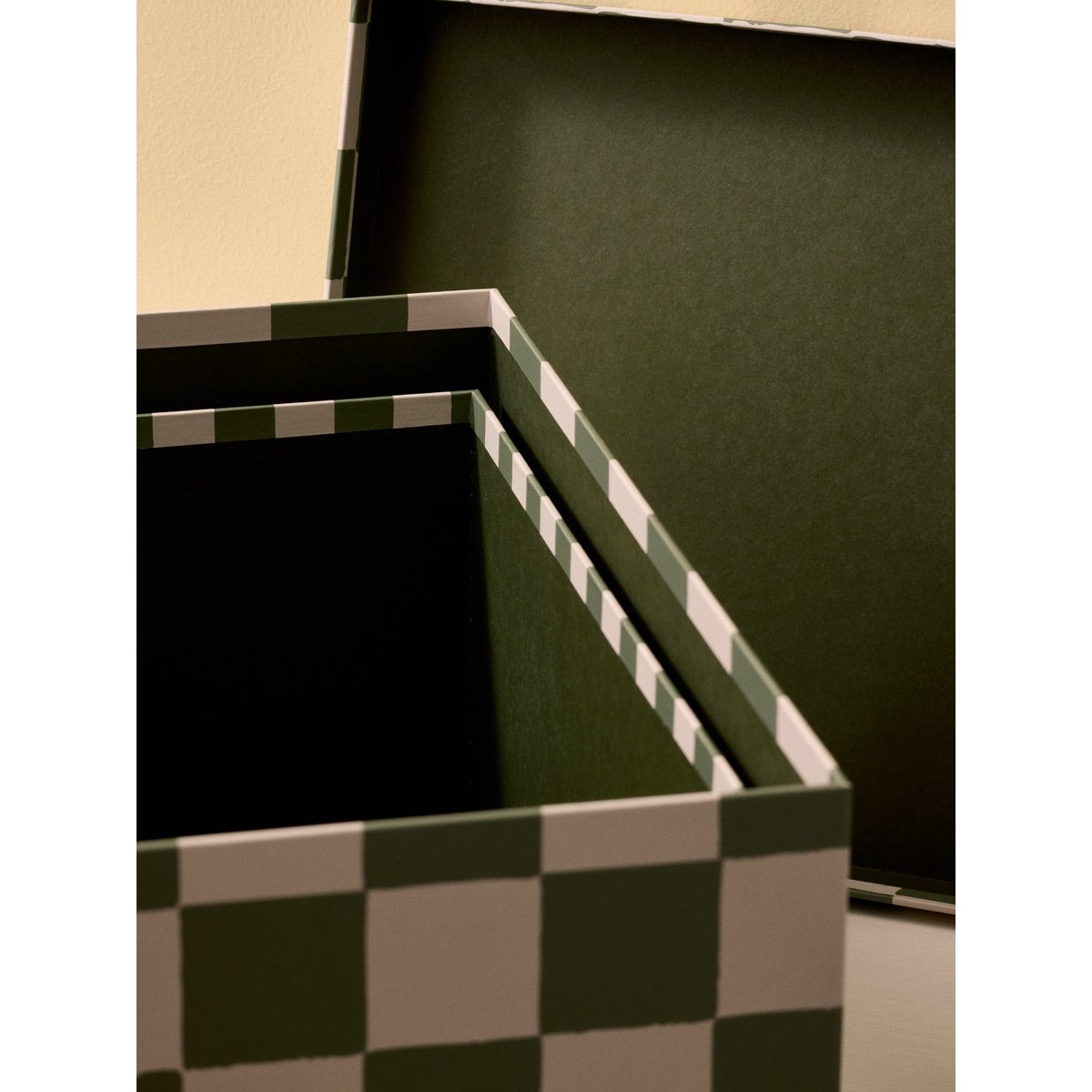 Boîte gigogne damier par lot de 2 vert, CYRILLUS