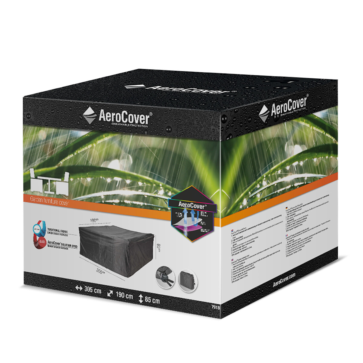 Garden Oblong Set Cover 190x305cm grey, AEROCOVER