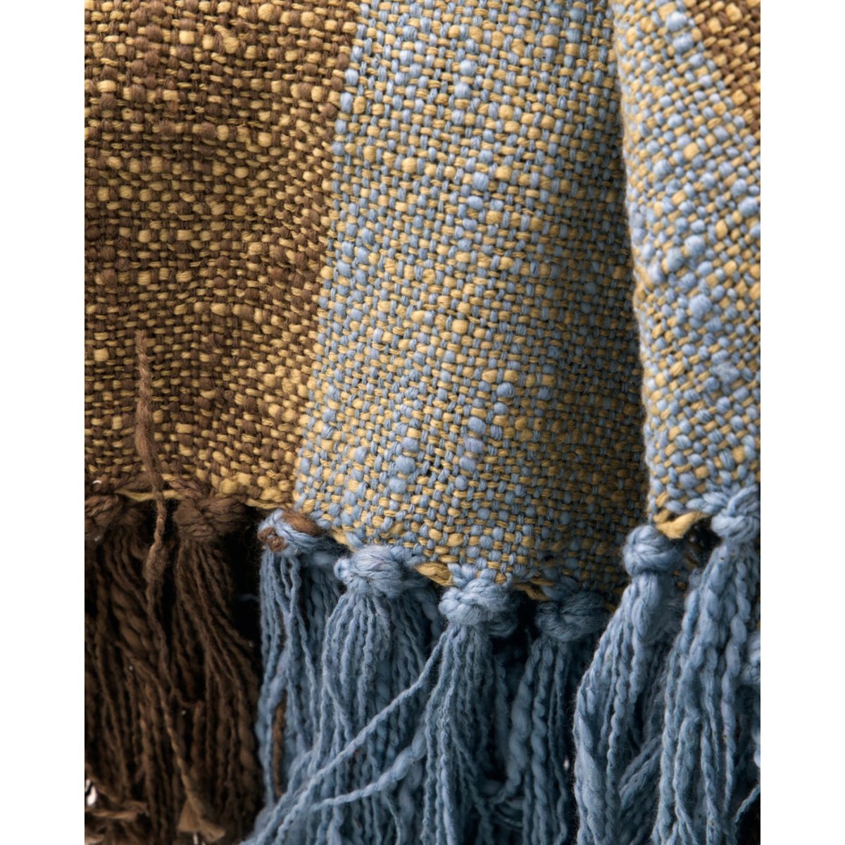 Jeté de lit en coton Ponra marron, bleu clair, HOUSE DOCTOR