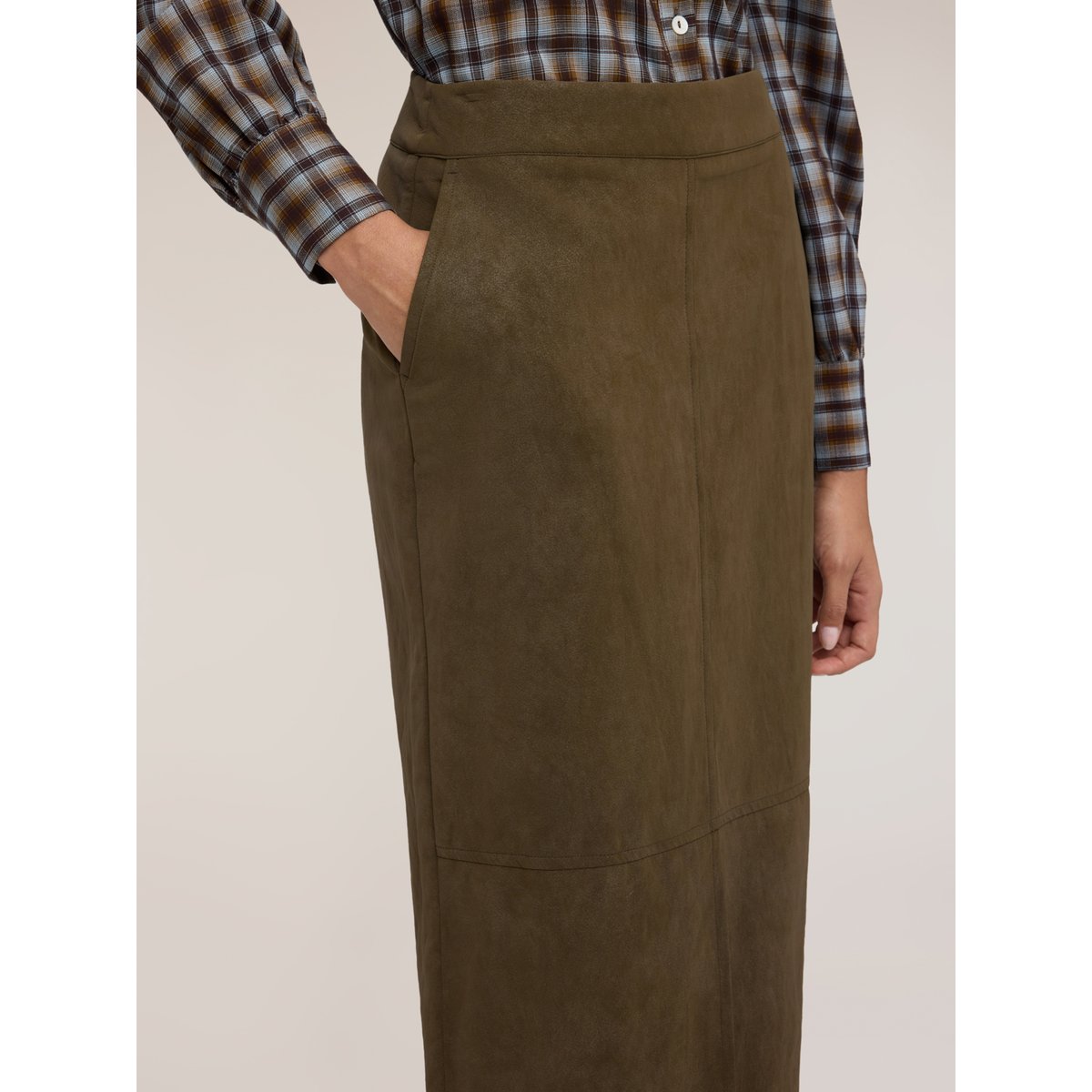 Jupe longuette avec fente frontale marron, MOTIVI