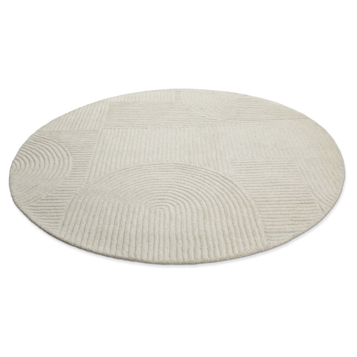 Tapis rond tufté main à relief , HAMPTONS THIRTYSIX blanc crème, WECON HOME