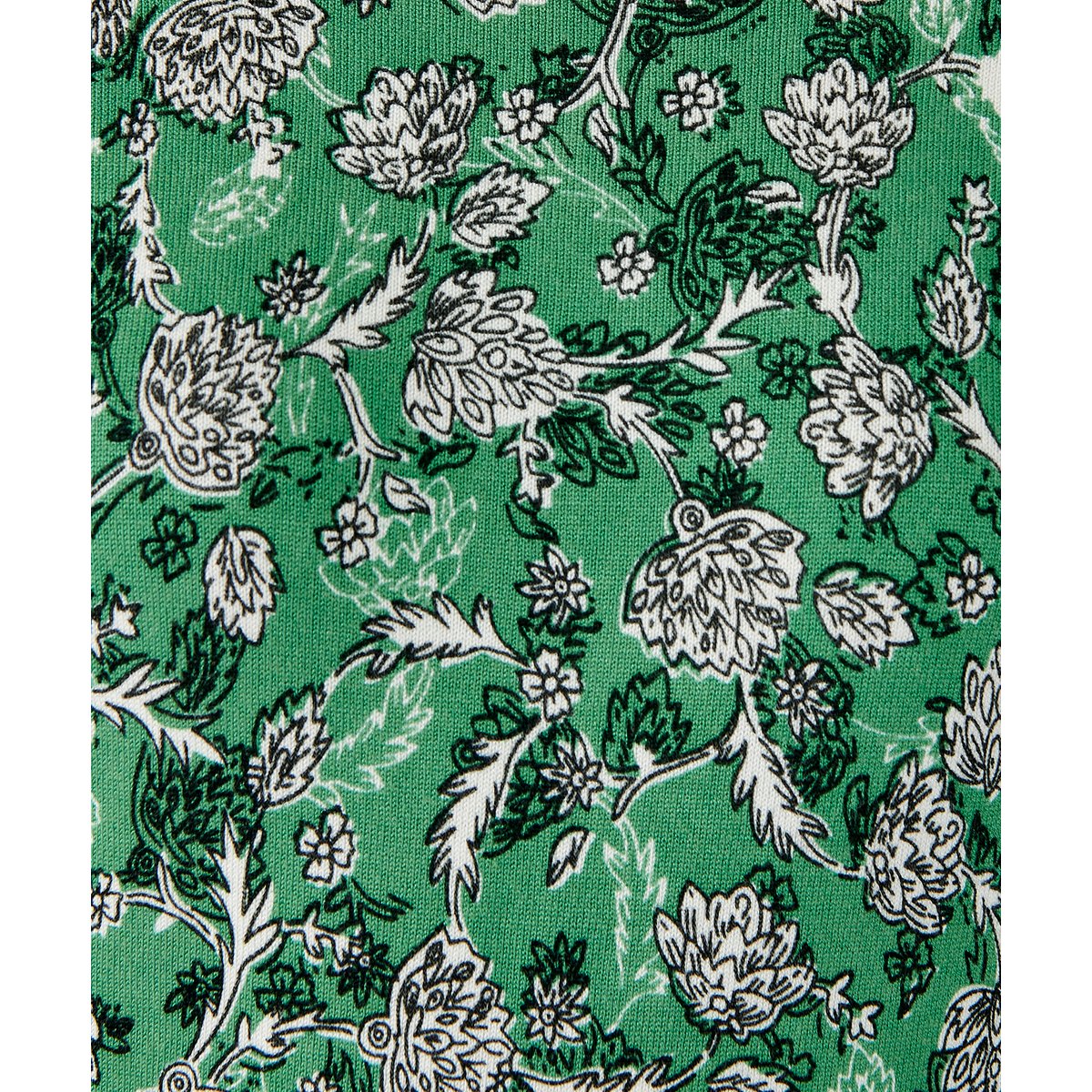 Pull maille fine manches 3/4 vert floral, DAMART