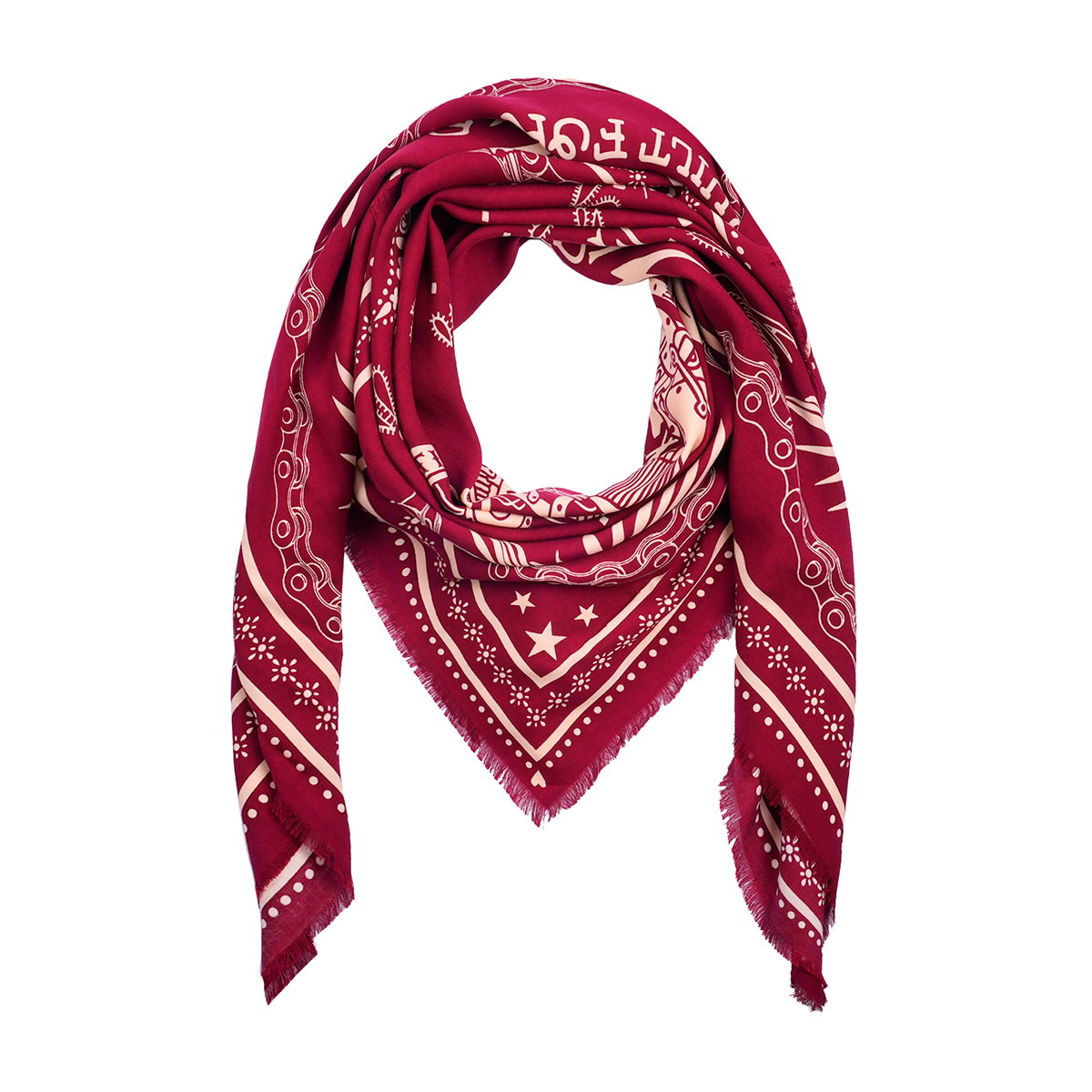 Grand foulard à motifs BANDANA bordeaux, WILD