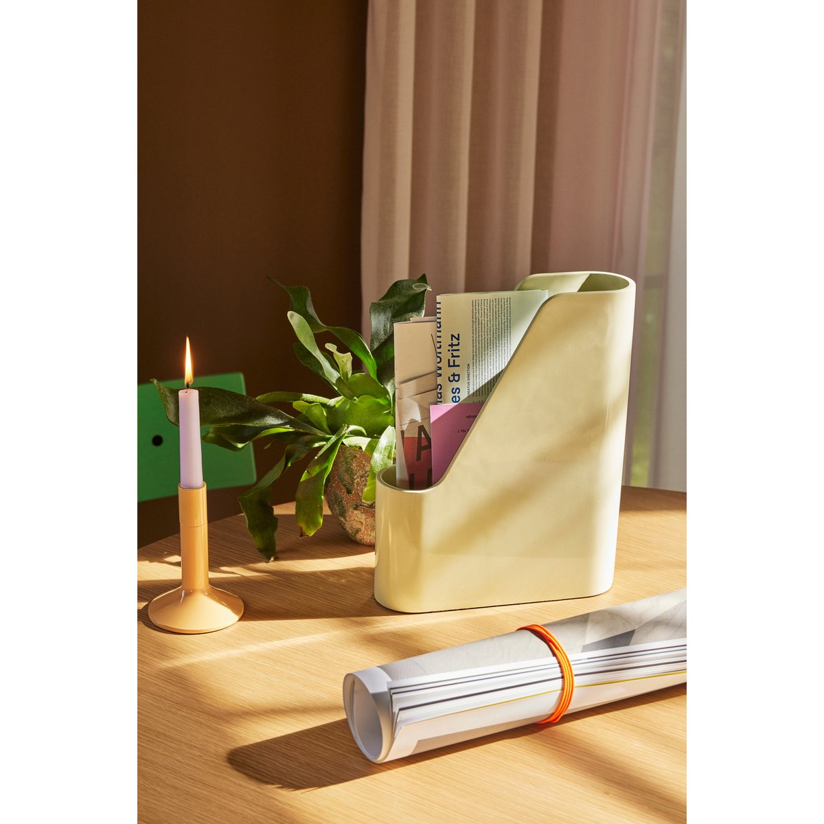 Porte-bougie en fer KINDRED orange, HUBSCH