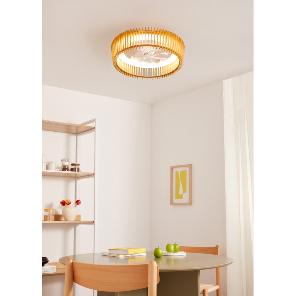 Ventilateur de plafond 20W avec lumière et télécommande WIND CRAFT effet bois clair/bois clair, CREATE