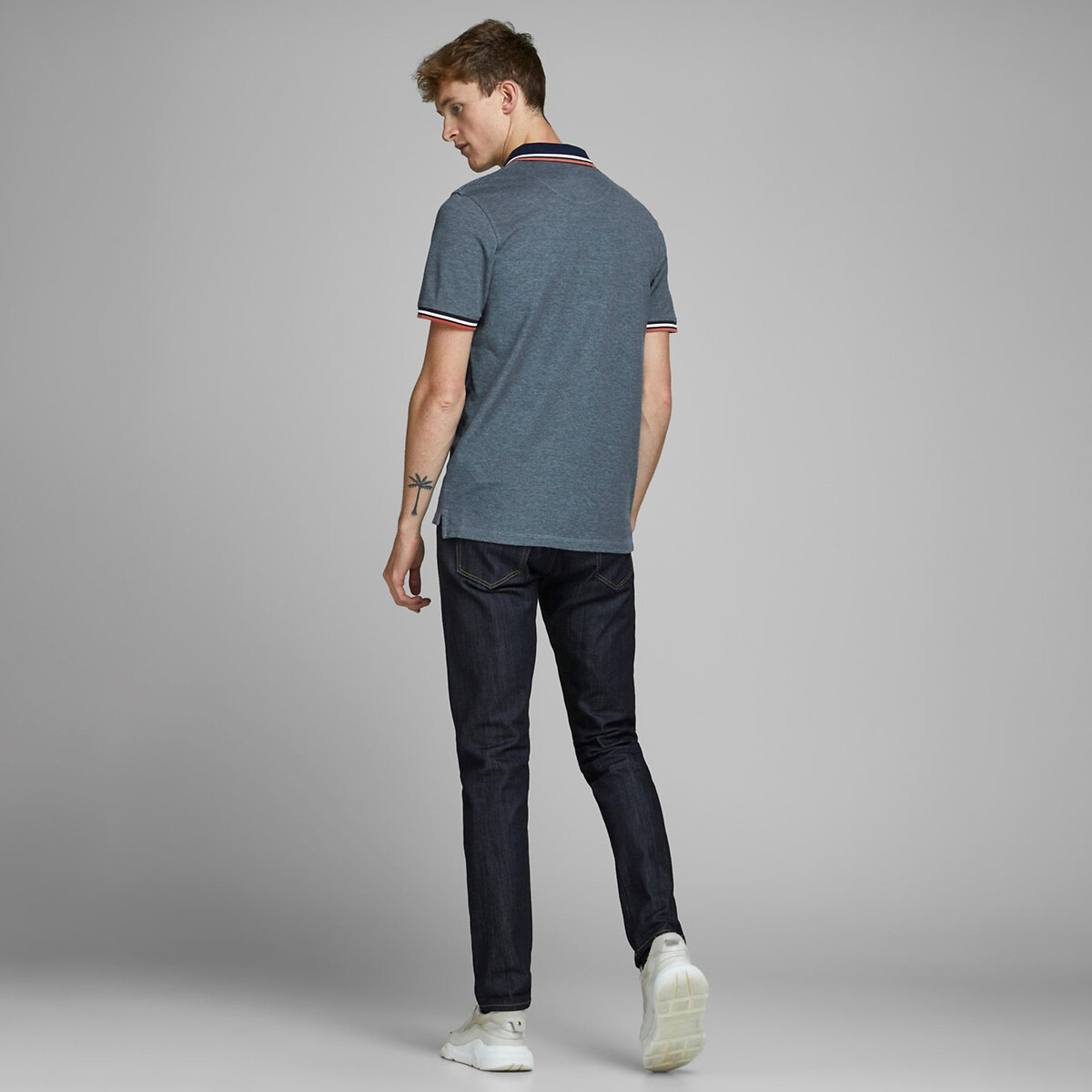 Polo met korte mouwen in piquétricot donkerblauw, JACK & JONES