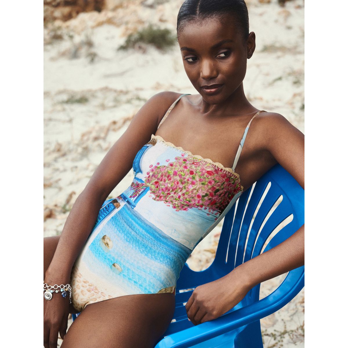 Maillot de bain bandeau à bord au crochet estampe panoramique de benjamin macgregor, NEXT