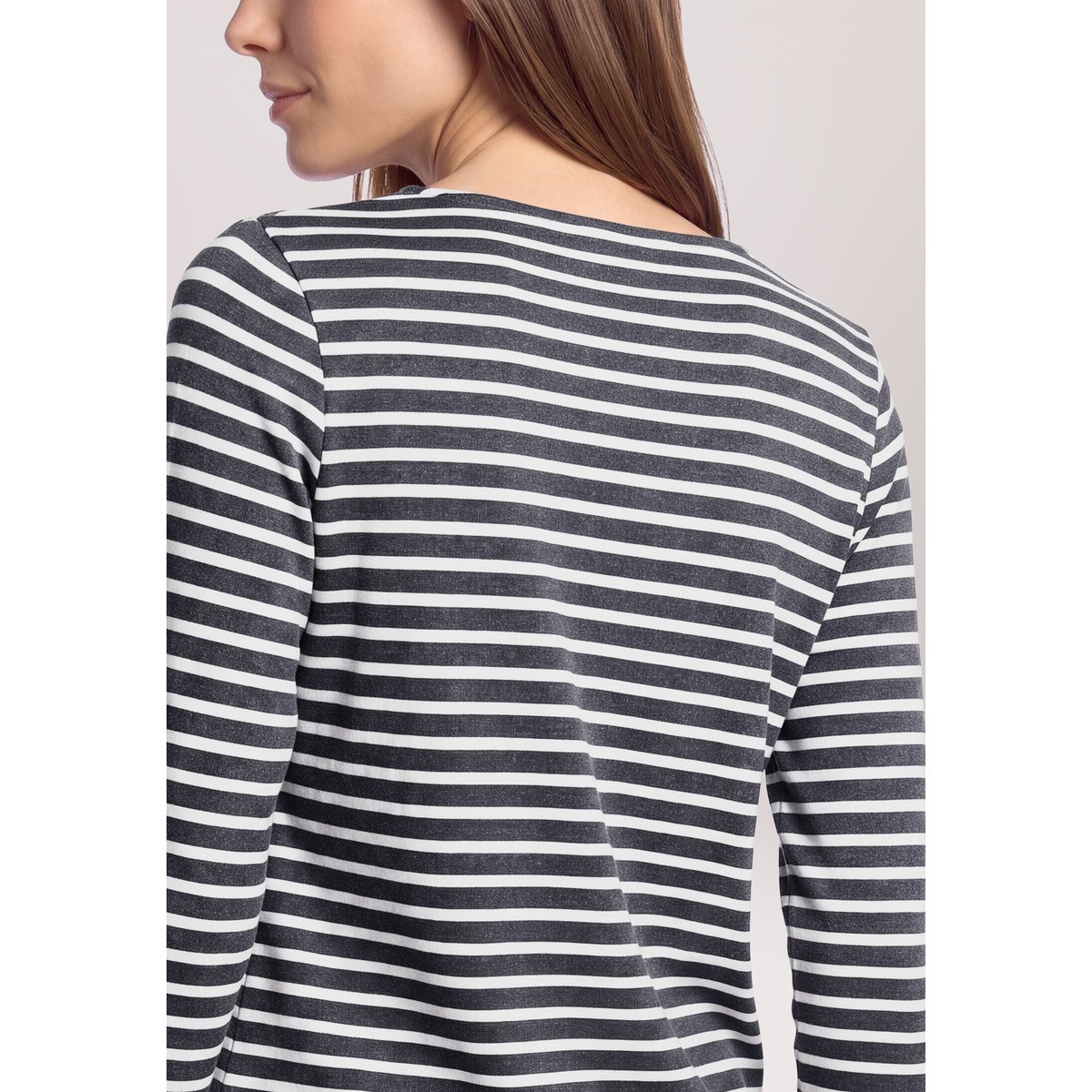 Haut casual à encolure bateau gris/blanc, BETTY & CO