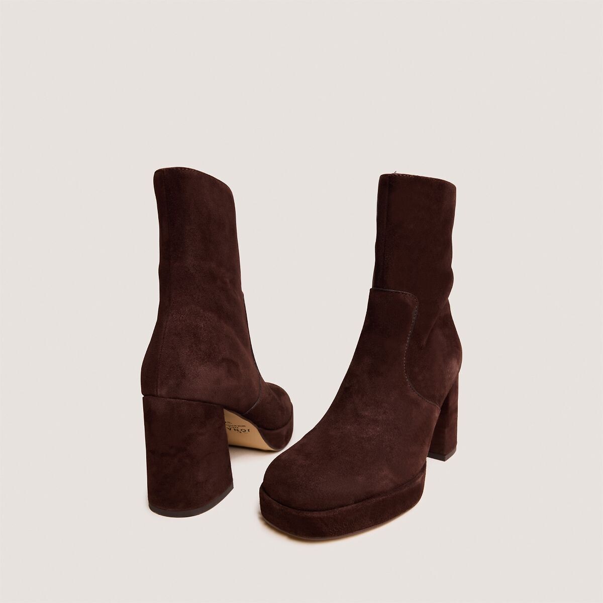 Bottines à talons, en cuir velours, VESNA marron, JONAK