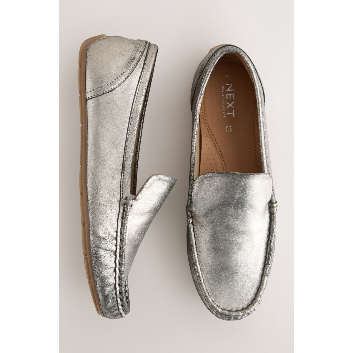 Mocassins à bout rond argent, NEXT