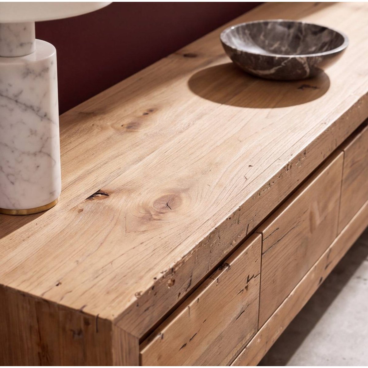 Meuble TV en bois recyclé BLAISE bois clair, MADE IN MEUBLES