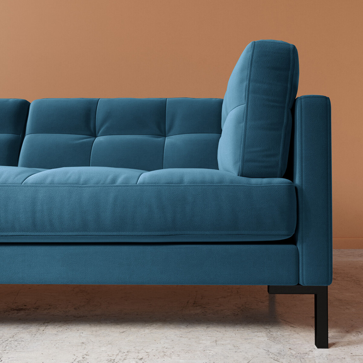 Landau Easy Velvet Corner Chaise Sofa petrol blue, SWOON