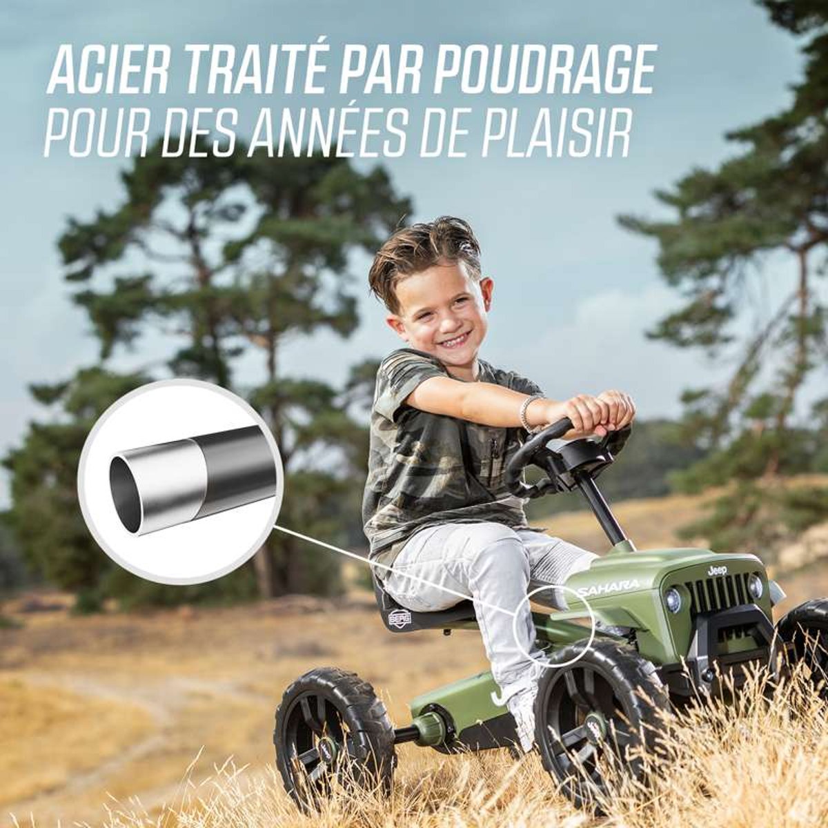 Kart à Pédales pour Enfants, 2+ Ans, Buzzy Sahara green, BERG TOYS