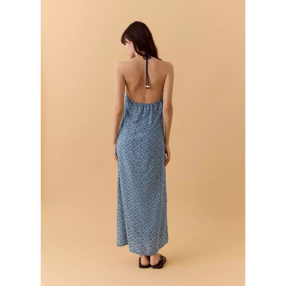 Robe lin emmanchures américaines bleu marine, MANGO TEEN