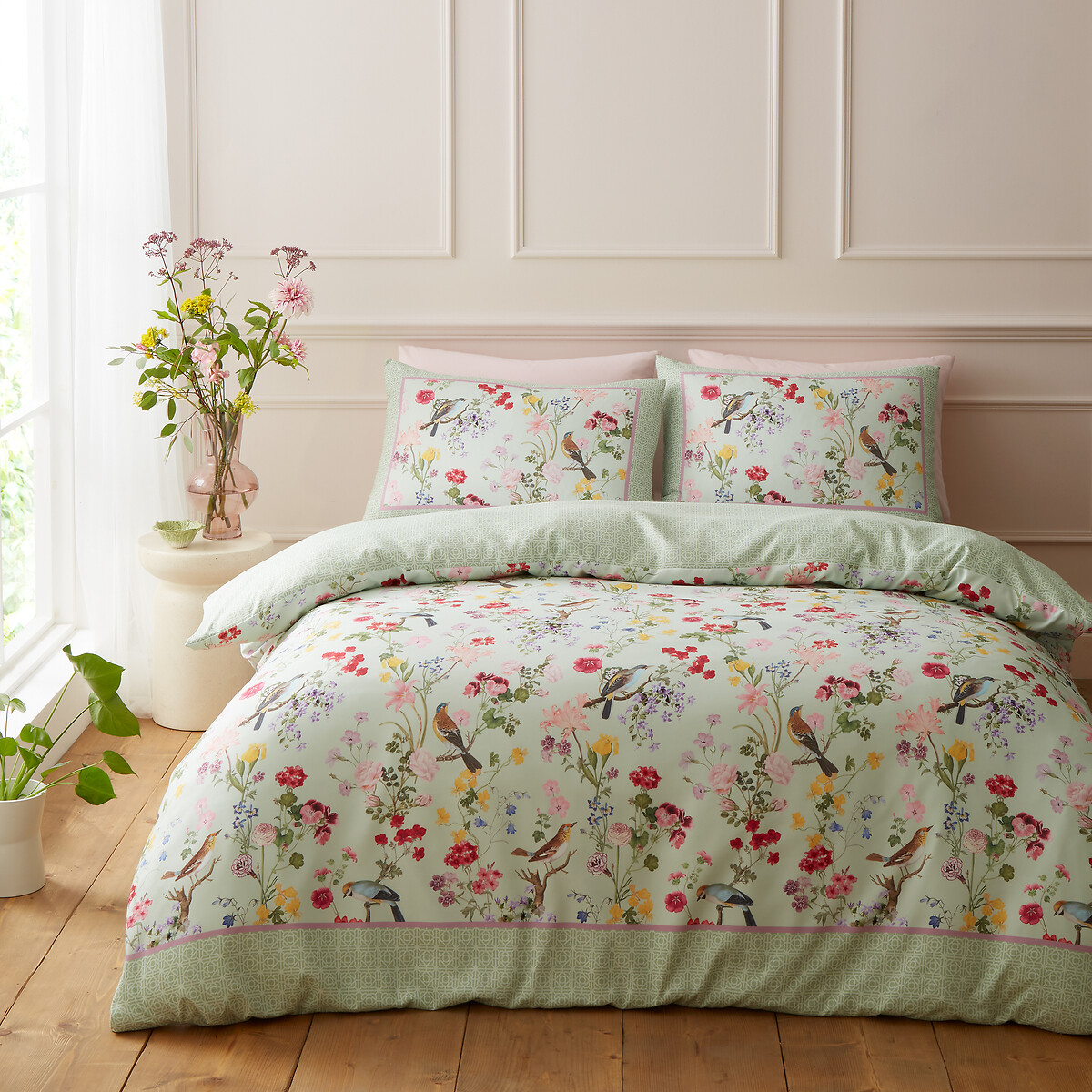 Rhs X Catherine Lansfield Birds In Bloom So Soft Duvet Cover And Pillowcase Set green, RHS