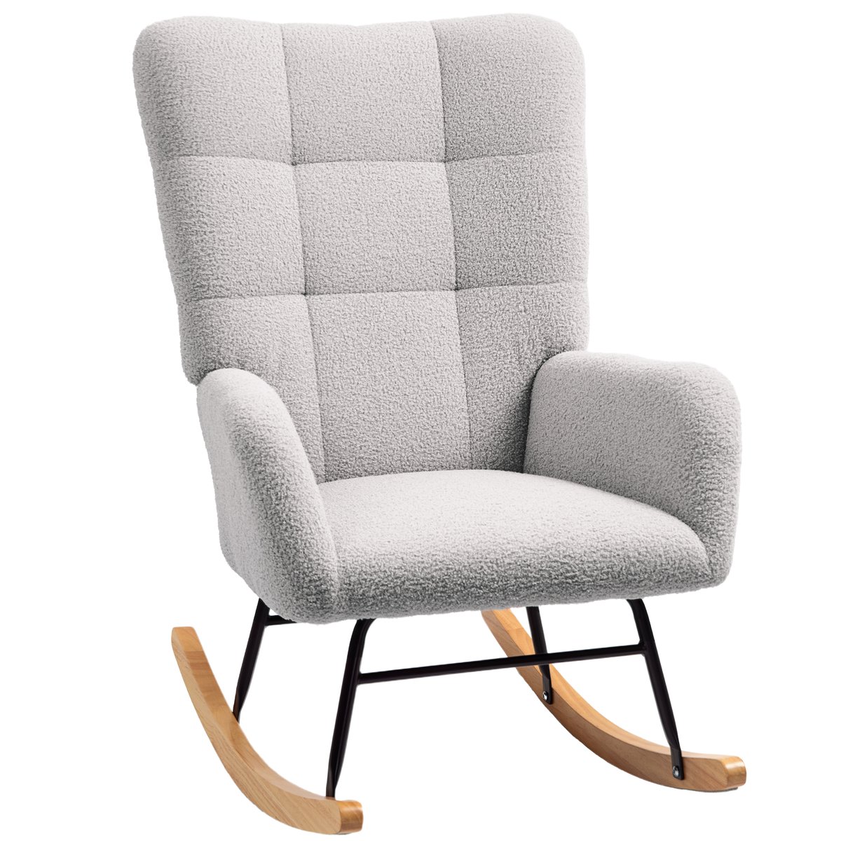 Fauteuil à bascule Laine bouclée Gris gris clair, HOMCOM