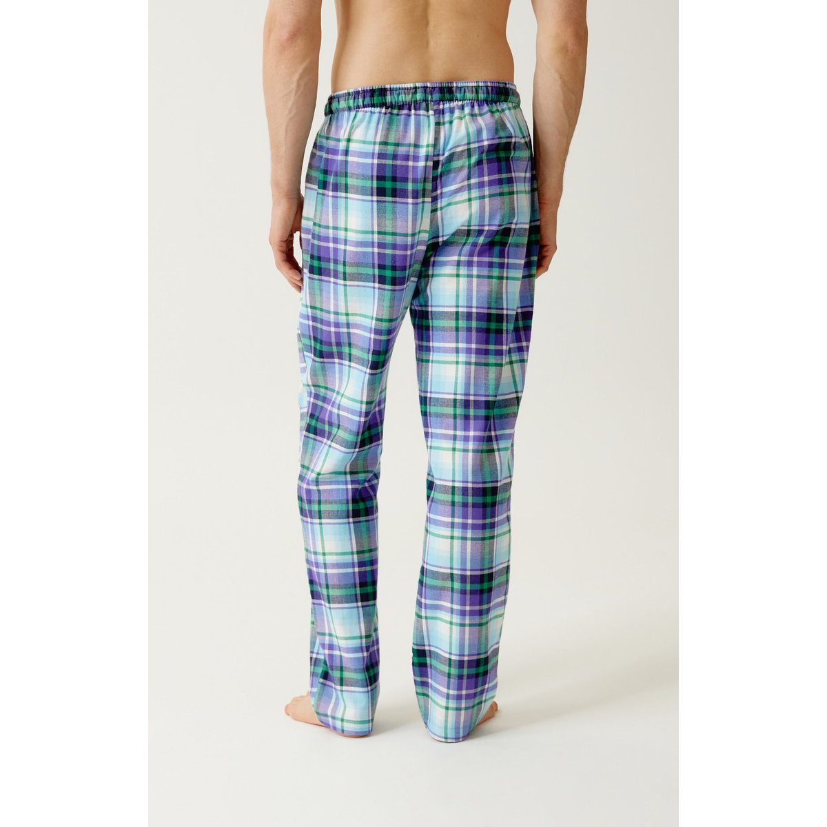 Pantalon en flanelle de coton à carreaux Adam vert, ARTHUR