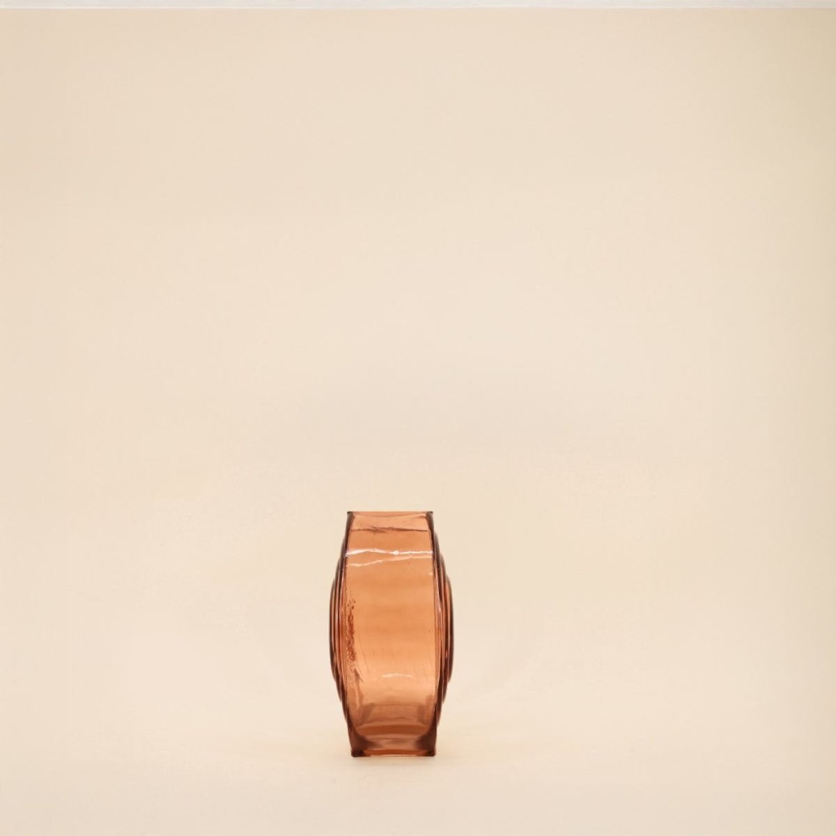 Vase verre vintage géométrique, H19cm marron, ORNAMI
