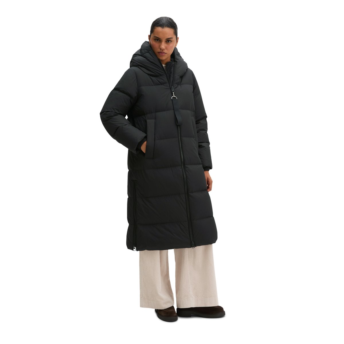 Manteau à capuche matelassé en duvet, coupe régulière à partir de matériaux recyclés gris, MARC O'POLO
