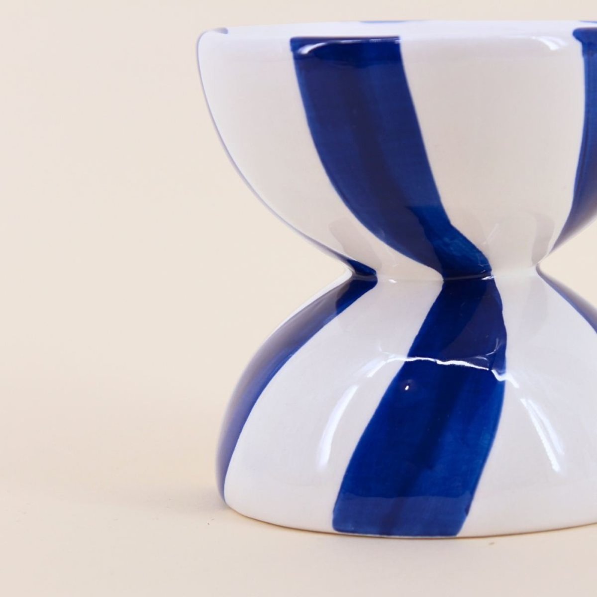 Bougeoir en céramique 10cm bleu, ORNAMI
