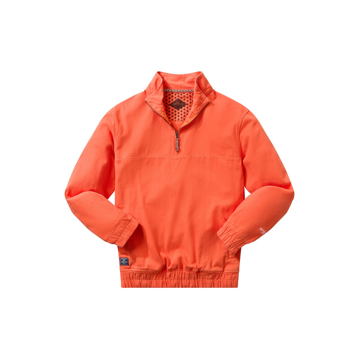 Sweat zippé à col montant en toile de coton orange, JOE BROWNS