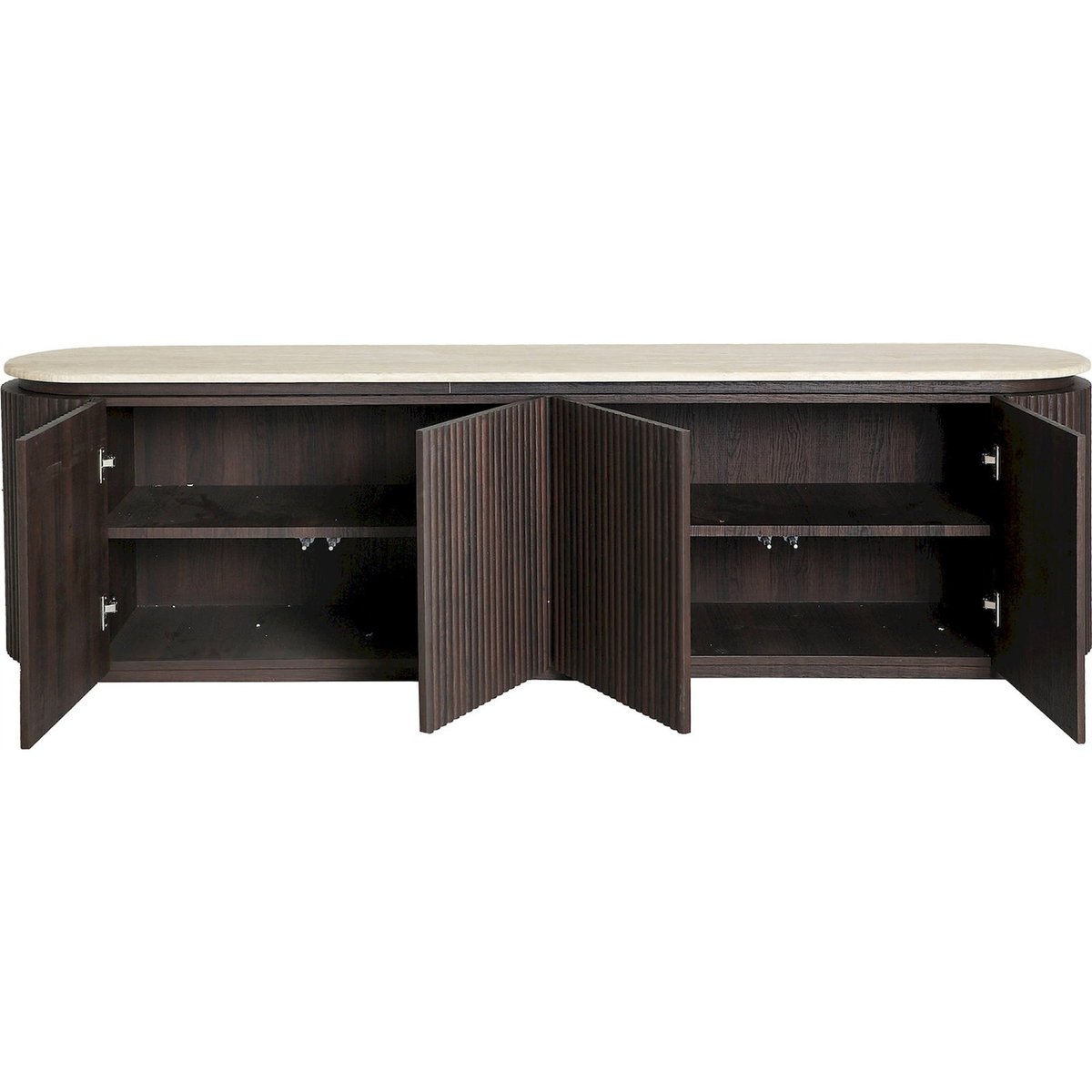 Meuble tv bois, Style contemporain marron bois et beige marbre, RECOLLECTION