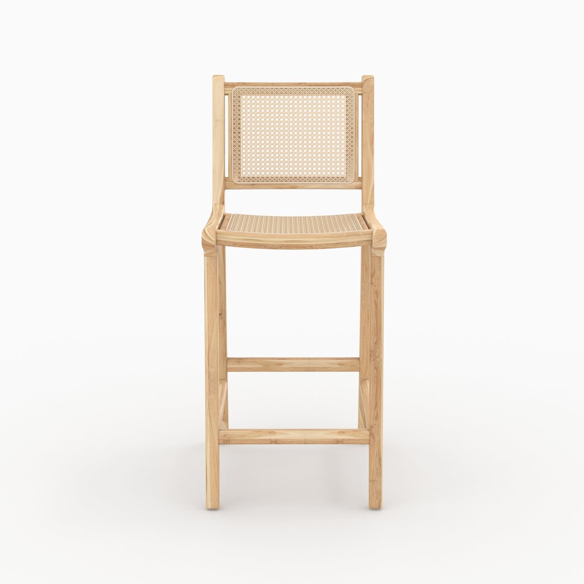 Lot de 2 chaises pour îlot central en teck et cannage rotin 66,5 cm - KYLA naturelle, MAISON PAVANE