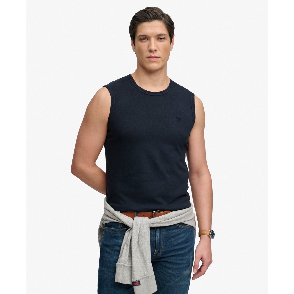 Débardeur Classic Cotton Linen Coupe Décontractée bleu marine éclipse, SUPERDRY