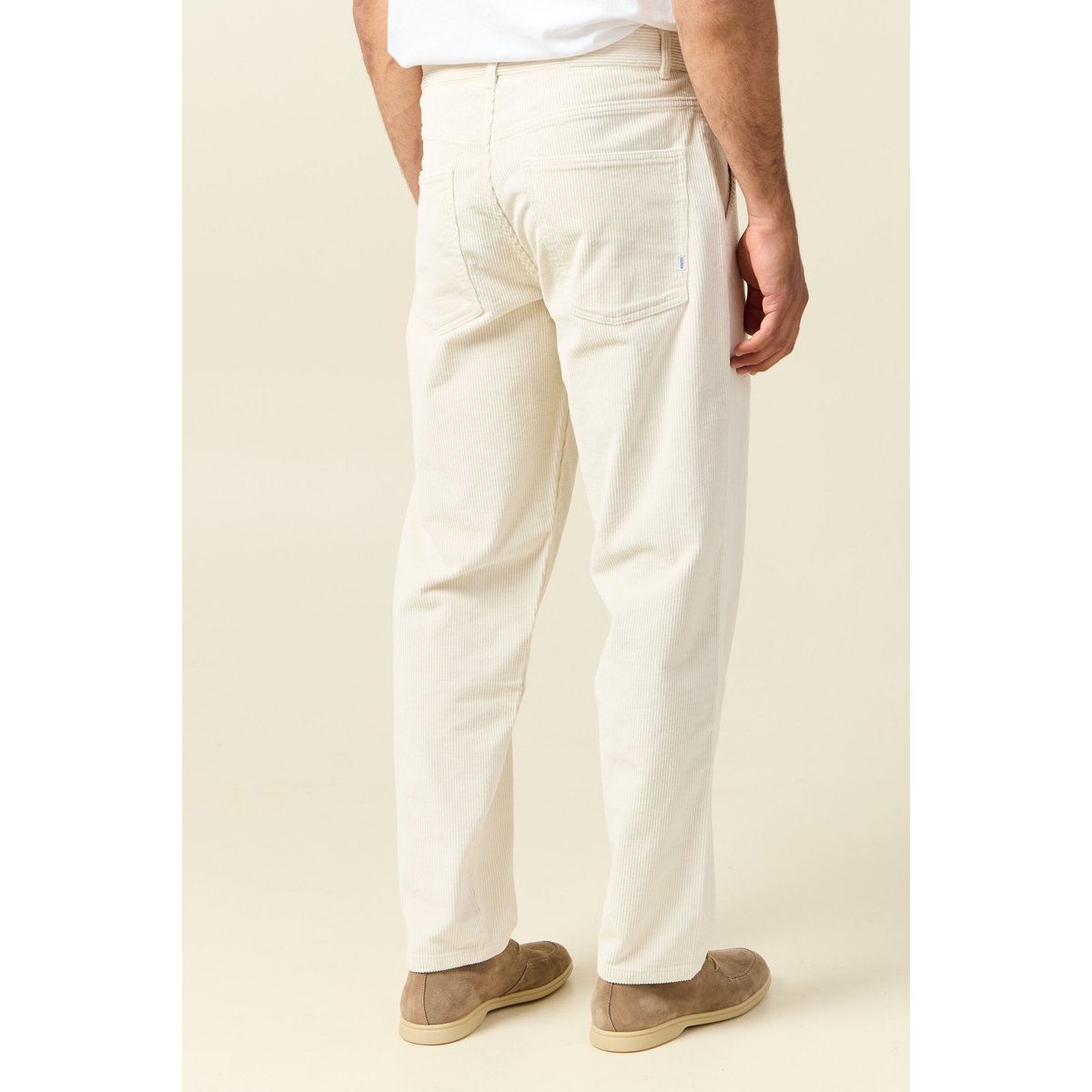 Pantalon droit en velours longueur 32 ecru, BONOBO