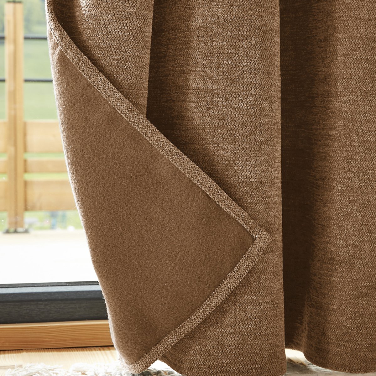 Rideau occultant polaire 140x240 cm Polyester Minuit camel, EDEN