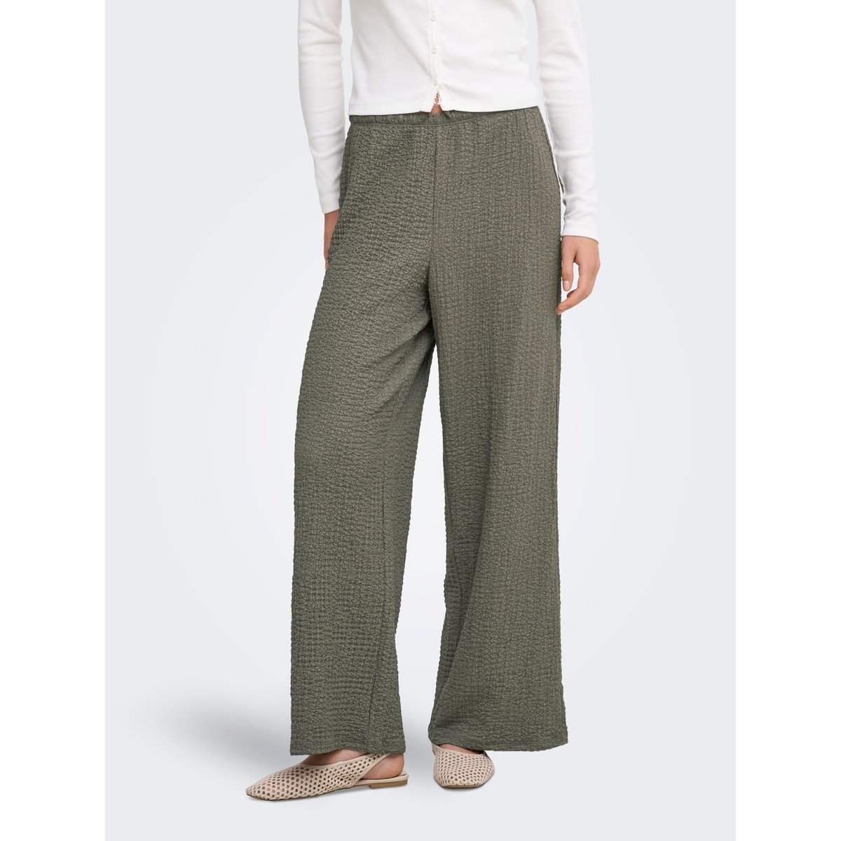 Pantalon À Jambe Large grise - smokey olive, ONLY