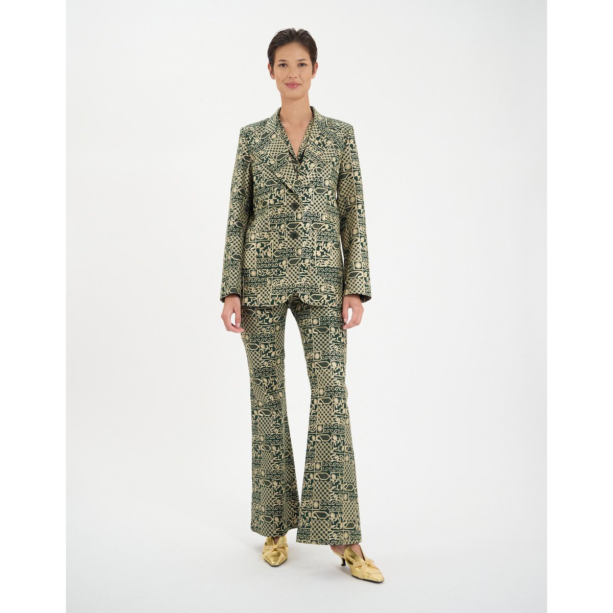 Veste Thadee en coton brodé vert marron, INES DE LA FRESSANGE PARIS