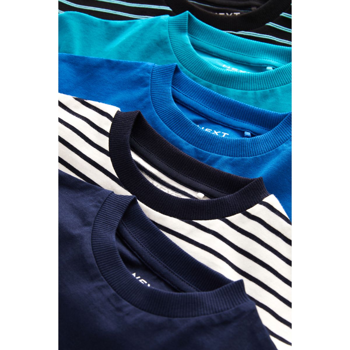 T-Shirts à manches courtes, lot de 5 rayures bleues, NEXT