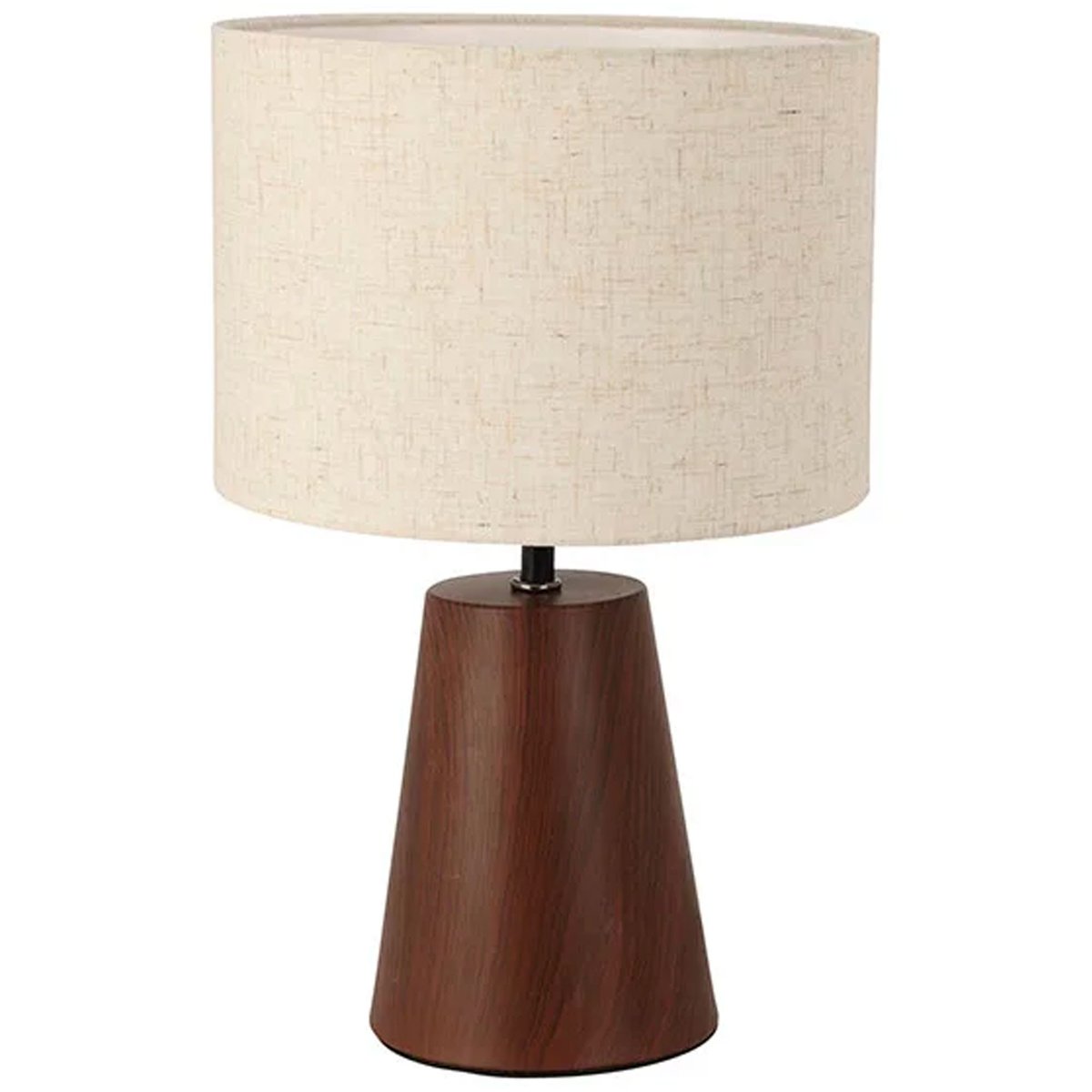 Lampe à poser conique céramique effet bois et abat-jour beige 23x23x26cm bois, WADIGA