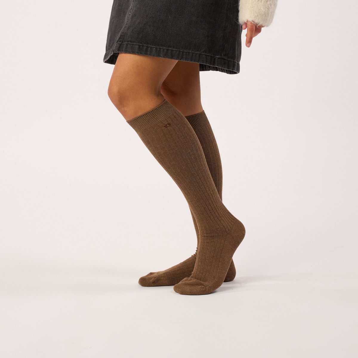 Chaussettes en coton peigné HAUTES marron, BILLYBELT