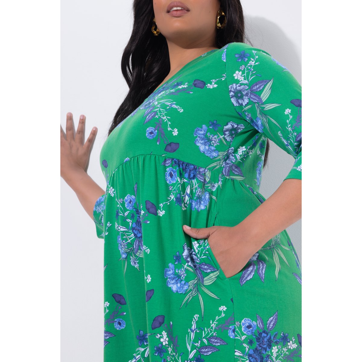 Robe en jersey à fleurs vert d’été, ULLA POPKEN