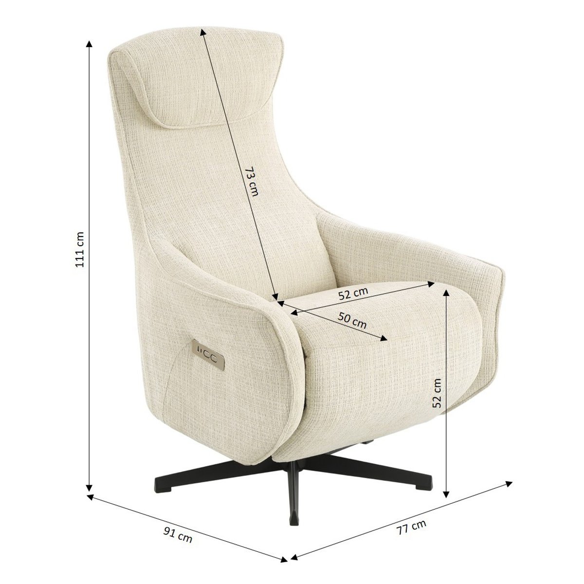 Fauteuil relax électrique tissu COCHYRE beige, BAÏTA