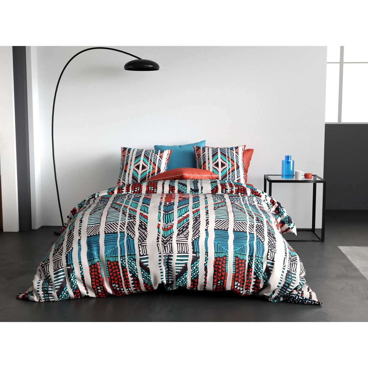Parure de lit Collection Geomisti bleu, EDEN