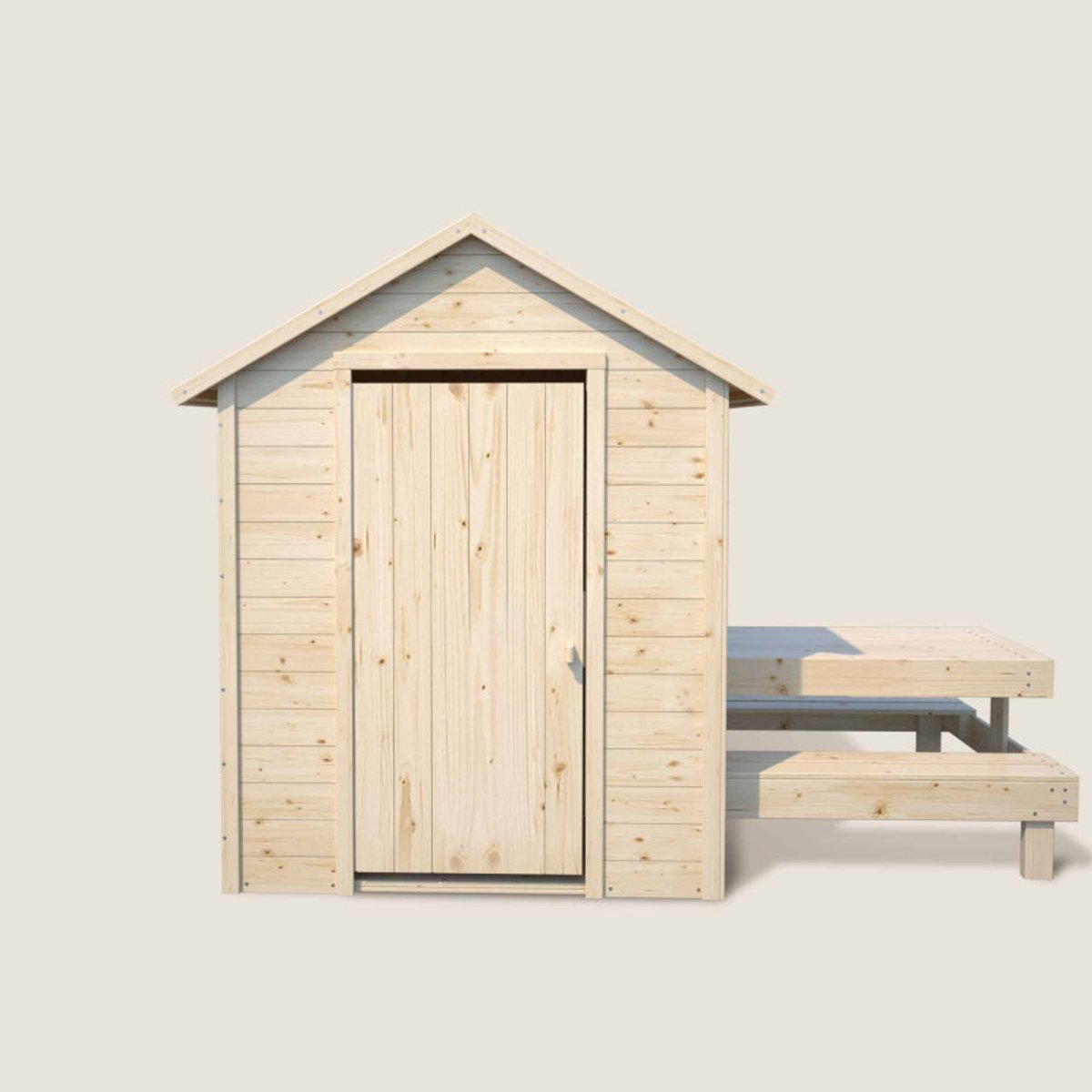 Cabane en bois enfant avec table TIANA marron, SOULET