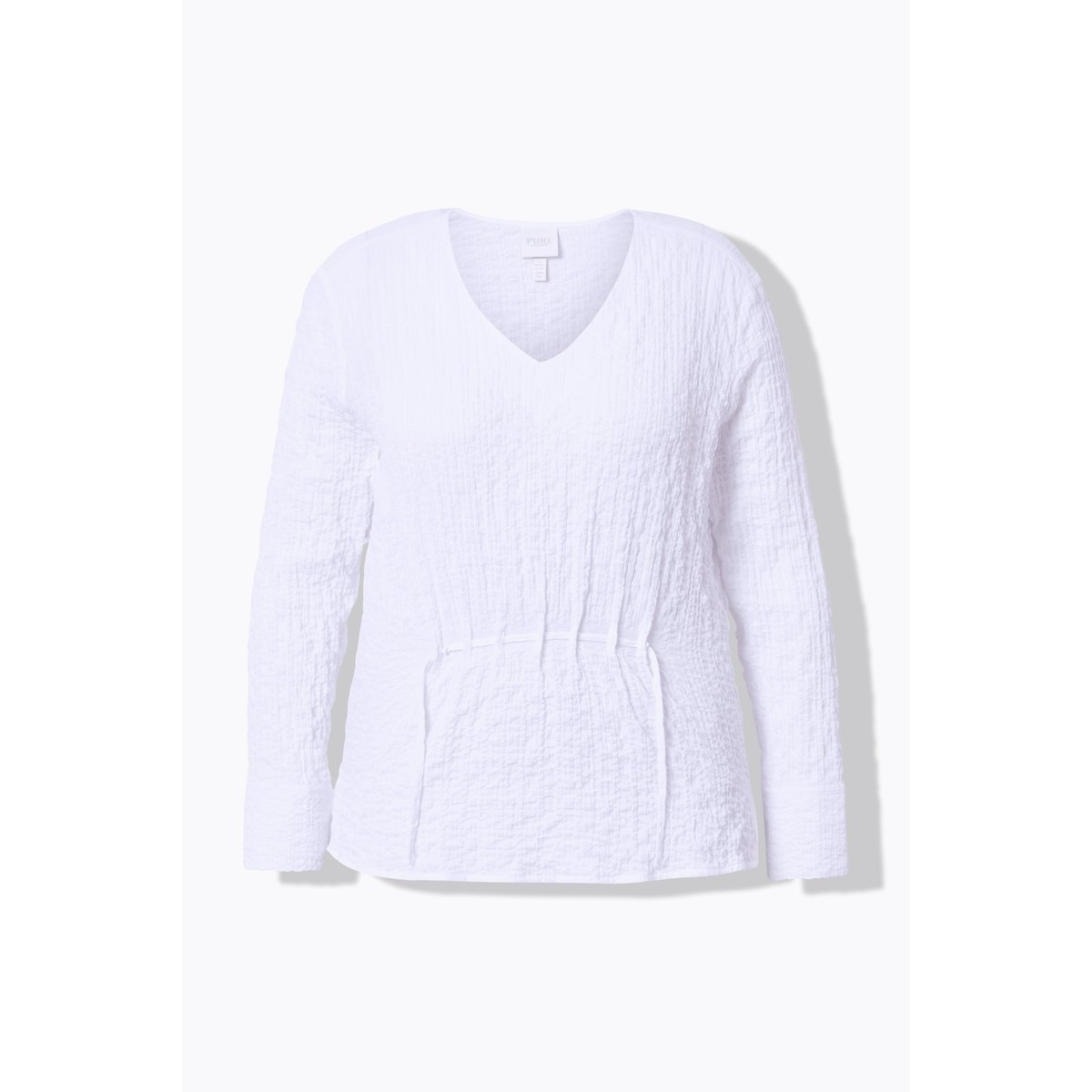 Blouse tunique, fronces, col en V blanc neige, ULLA POPKEN