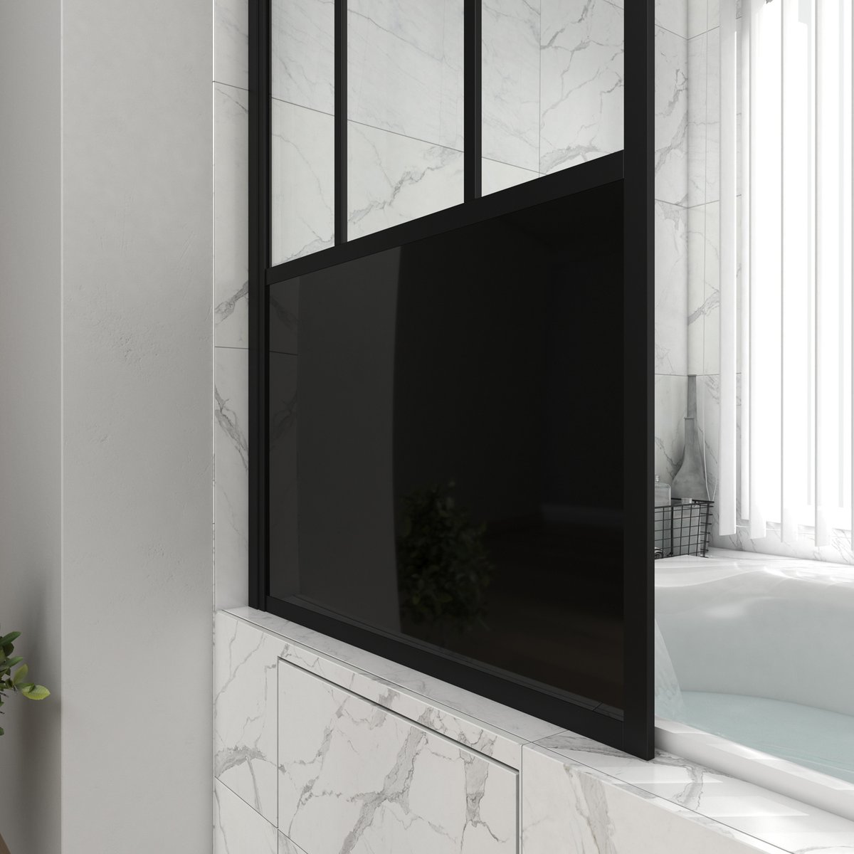 Pare-baignoire au style industriel noir, HOME MAISON